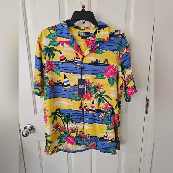 Polo Ralph Lauren NWT Mens Classic Fit Tropical Print Hawiian Woven Size M - Picture 1 of 7